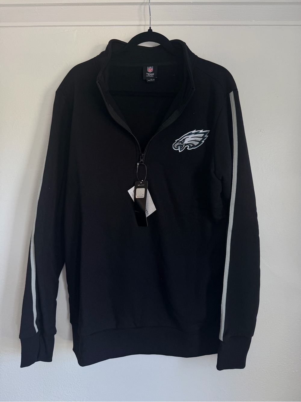 NFL Men’s Black Zip-Up Pullover with Eagles Logo